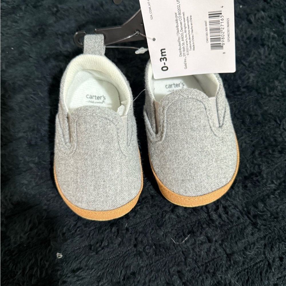 Carter's Soft Gray Baby Slip-Ons